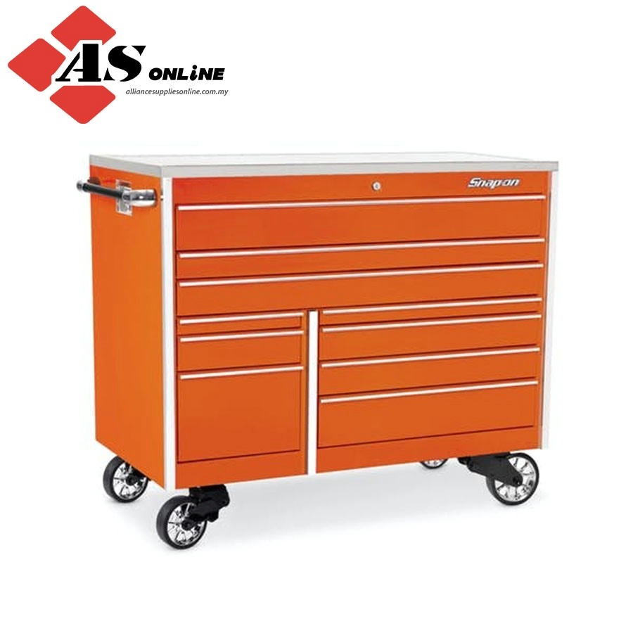 SNAP-ON 54" 10-Drawer Double-Bank Masters Series Stainless Steel Top Roll Cab (Electric Orange) / Model: KTL1022APJK1