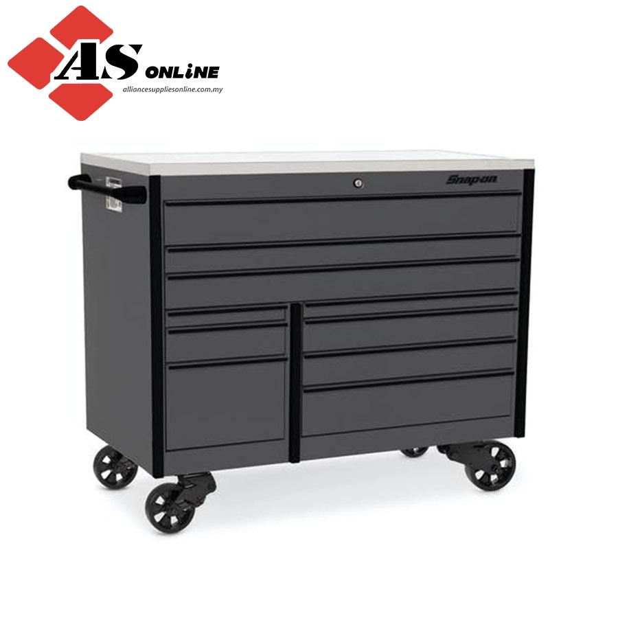 SNAP-ON 54" 10-Drawer Double-Bank Masters Series Stainless Steel Top Roll Cab (Storm Gray w/ Black Trim) / Model: KTL1022APWZ1