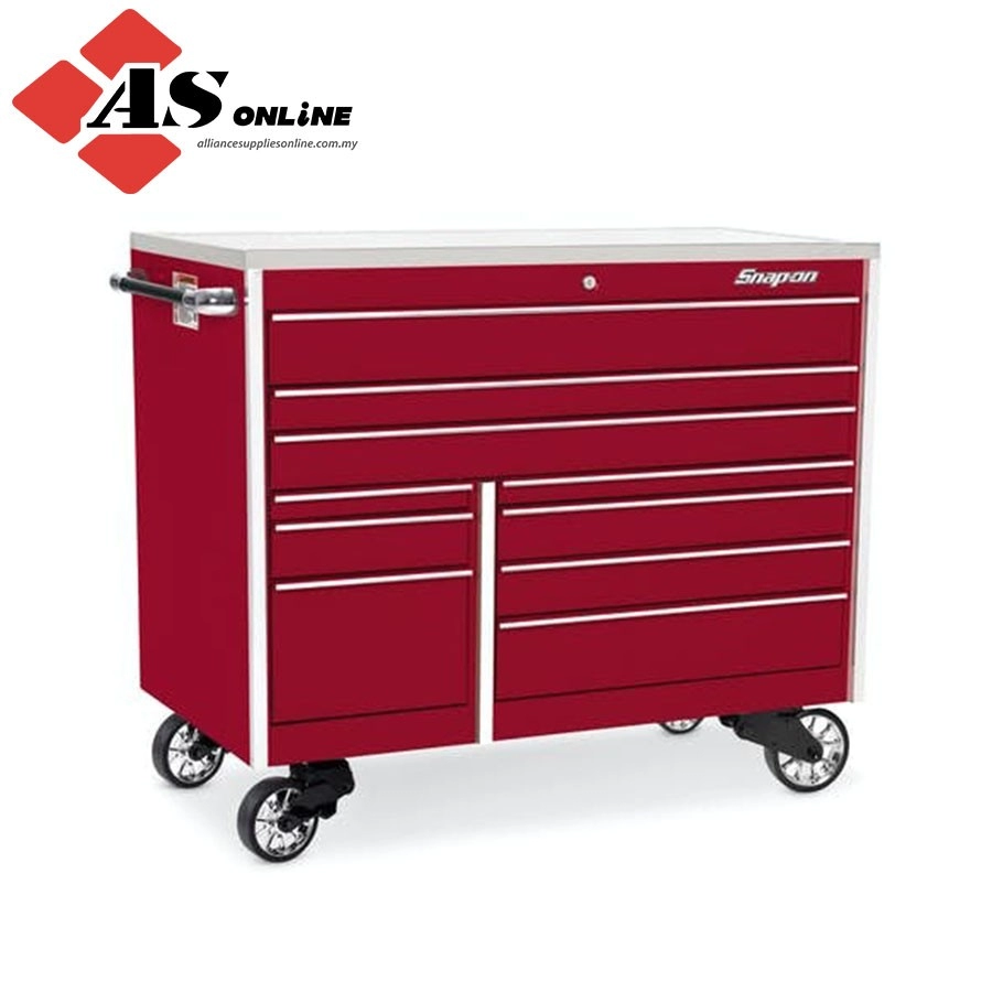 SNAP-ON 54" 10-Drawer Double-Bank Masters Series Stainless Steel Top Roll Cab (Candy Apple Red) / Model: KTL1022APJH1