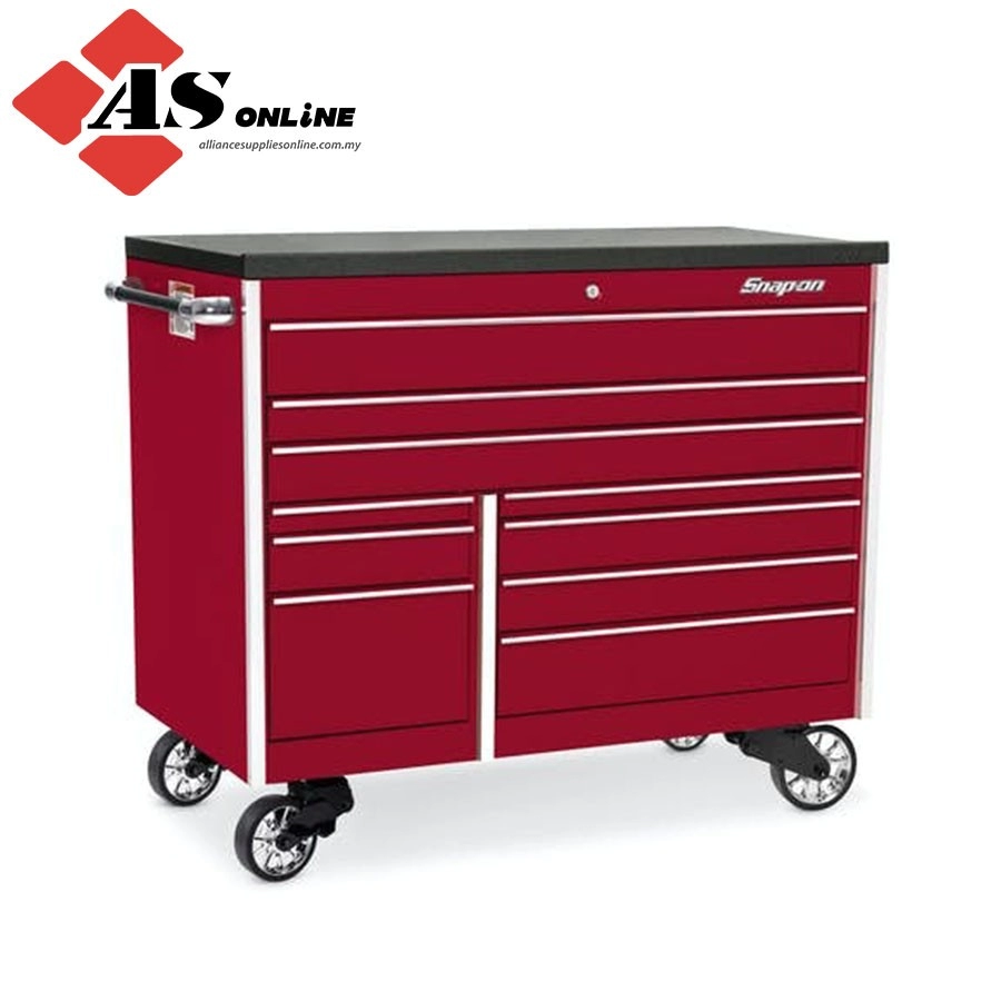SNAP-ON 54" 10-Drawer Double-Bank Masters Series Bed Liner Top Roll Cab (Candy Apple Red) / Model: KTL1022APJH7
