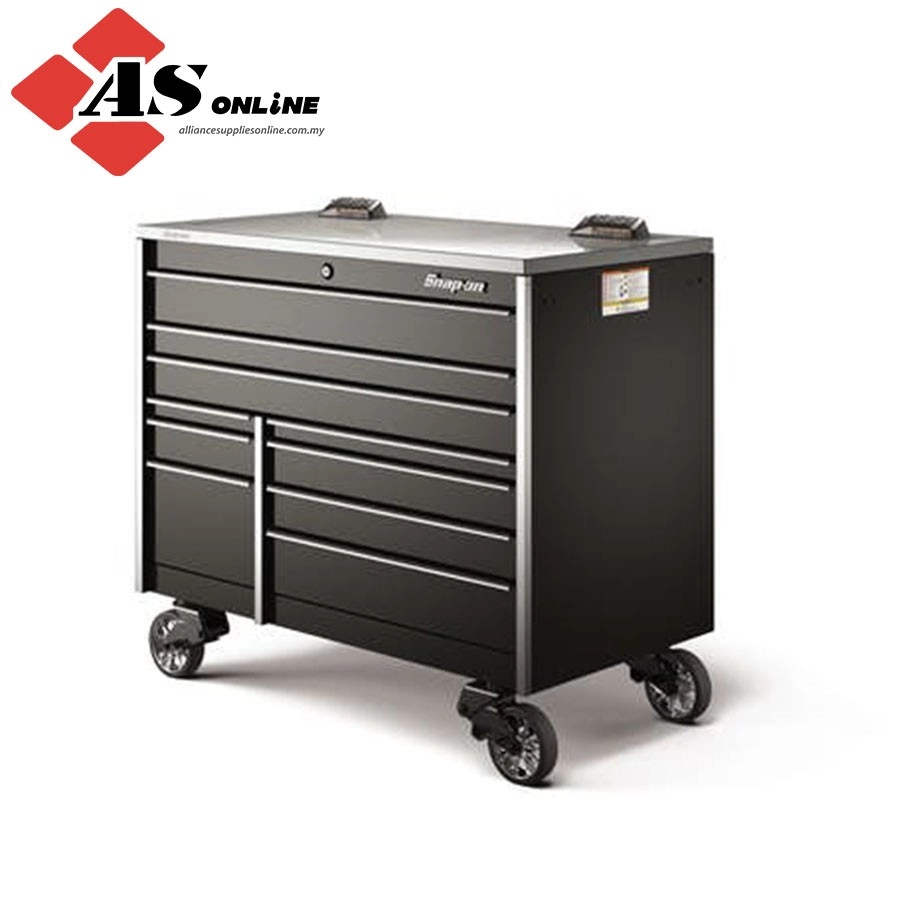 SNAP-ON 54" 10-Drawer Double-Bank Masters Series Stainless Steel PowerTop with LED Light Roll Cab (Gloss Black) / Model: KTL1022APC2