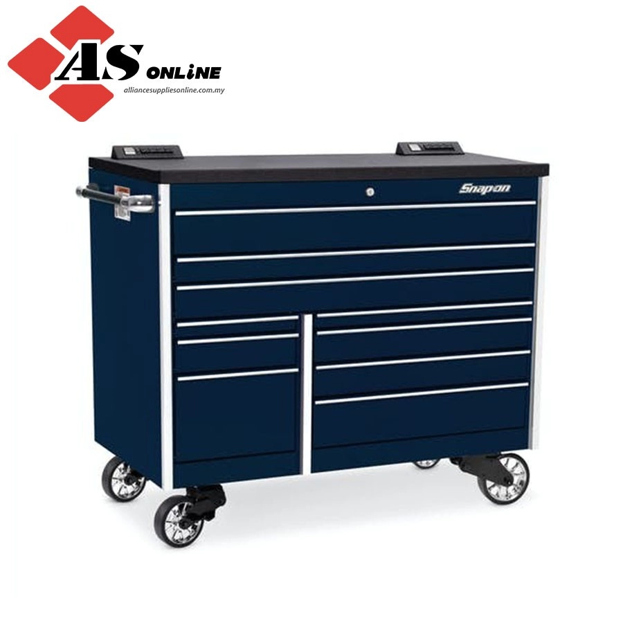 SNAP-ON 54" 10-Drawer Double-Bank Masters Series Bed Liner PowerTop with LED Light Roll Cab (Midnight Blue) / Model: KTL1022APDG3