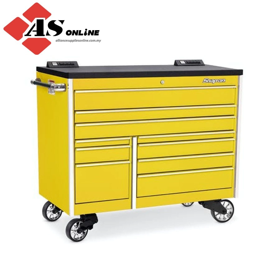 SNAP-ON 54" 10-Drawer Double-Bank Masters Series Bed Liner PowerTop with LED Light Roll Cab (Ultra Yellow) / Model: KTL1022APES3