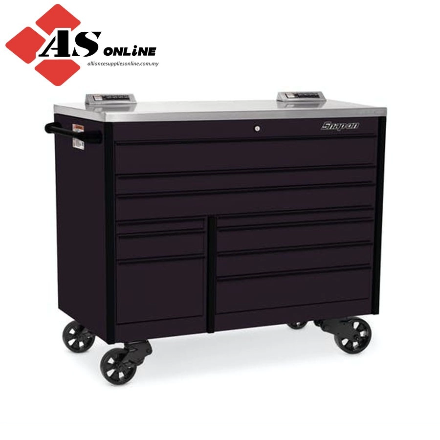 SNAP-ON 54" 10-Drawer Double-Bank Masters Series Stainless Steel PowerTop Roll Cab (Flat Black w/ Black Trim) / Model: KTL1022APOT2