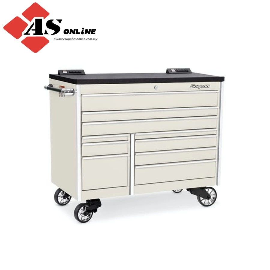 SNAP-ON 54" 10-Drawer Double-Bank Masters Series Bed Liner PowerTop with LED Light Roll Cab (White) / Model: KTL1022APU3