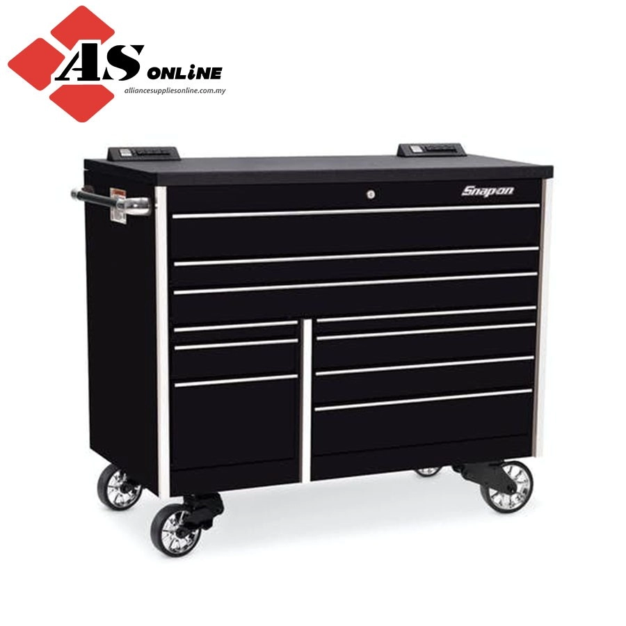 SNAP-ON 54" 10-Drawer Double-Bank Masters Series Bed Liner PowerTop with LED Light Roll Cab (Gloss Black) / Model: KTL1022APC3