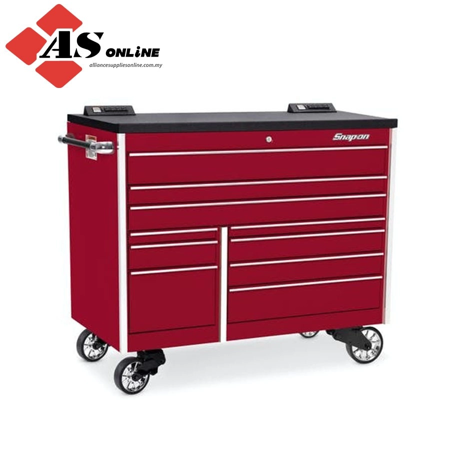 SNAP-ON 54" 10-Drawer Double-Bank Masters Series Bed Liner PowerTop with LED Light Roll Cab (Candy Apple Red) / Model: KTL1022APJH3