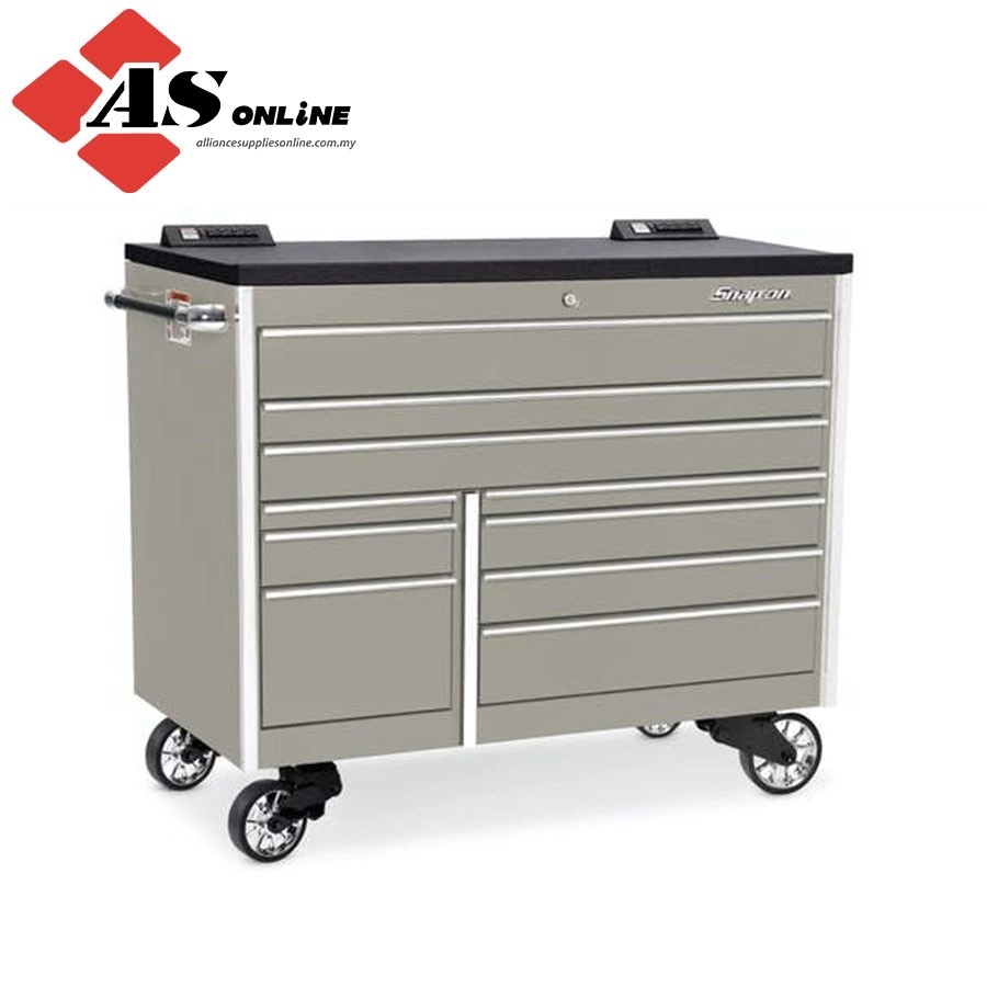 SNAP-ON 54" 10-Drawer Double-Bank Masters Series Bed Liner PowerTop with LED Light Roll Cab (Arctic Silver) / Model: KTL1022APKS3