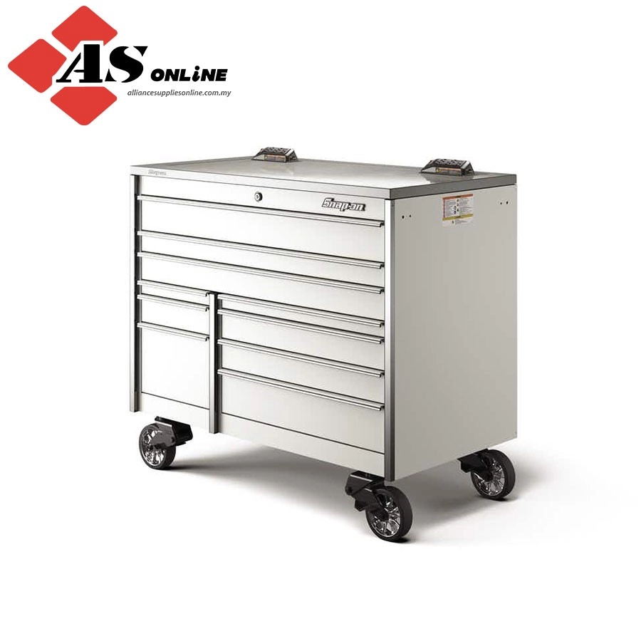 SNAP-ON 54" 10-Drawer Double-Bank Masters Series Stainless Steel PowerTop with LED Light Roll Cab (White) / Model: KTL1022APU2