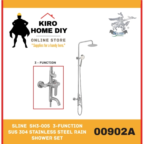 SLINE  SH3-005  3-Function SUS 304 Stainless Steel Rain Shower Set - 00902A