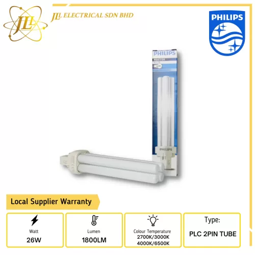 PHILIPS MASTER PLC 26W 2PIN TUBE [2700K/3000K/4000K/6500K]