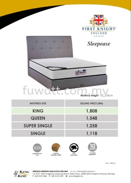 KINGKOIL SLEEPEASE Others Kulai, Johor Bahru (JB), Malaysia Supplier, Suppliers, Supply, Supplies | Fu Watt Furniture Trading Sdn Bhd