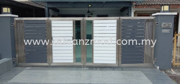 Stainless Steel Hairline Finish Folding Gate  Stainless Steel Gate With Aluminium Panel Selangor, Malaysia, Kuala Lumpur (KL), Puchong Supplier, Supply, Supplies, Retailer | Advanz Mod Trading