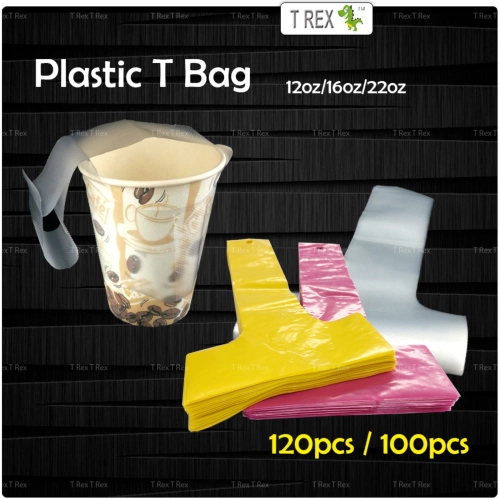 120pcs / 100pcs(+-) Plastic T Bag - 12oz/16oz/22oz