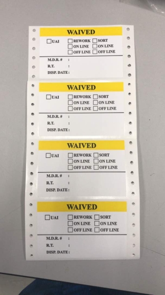 WAIVED LABEL LABELS PRINTNG Penang, Malaysia, Butterworth Supplier, Wholesaler, Supply, Supplies | Parade System Resources Sdn Bhd