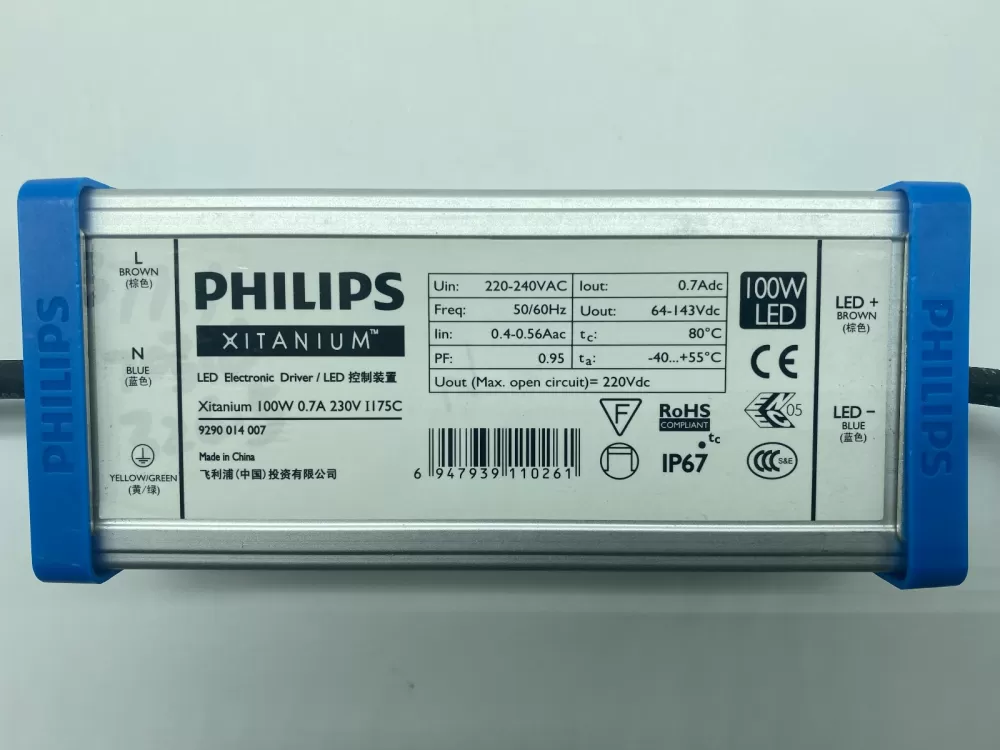 PHILIPS XITANIUM LED ELECTRONIC BALLAST DRIVER 100W 0.7A 230V IP67 I175C 9290014007