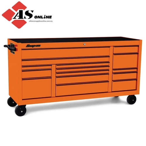 SNAP-ON 73" 15-Drawer Triple-Bank Classic Series Roll Cab with Power Drawer (Electric Orange with Black Trim and Blackout Details) / Model: KCP2423BKH