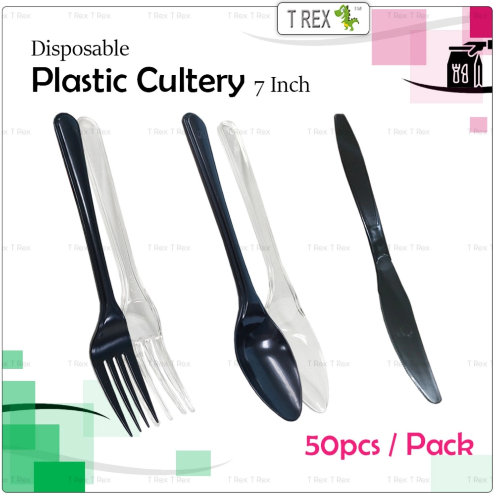 PREMIUM] 50pcs Disposable Plastic Spoon / Plastic Fork / Plastic