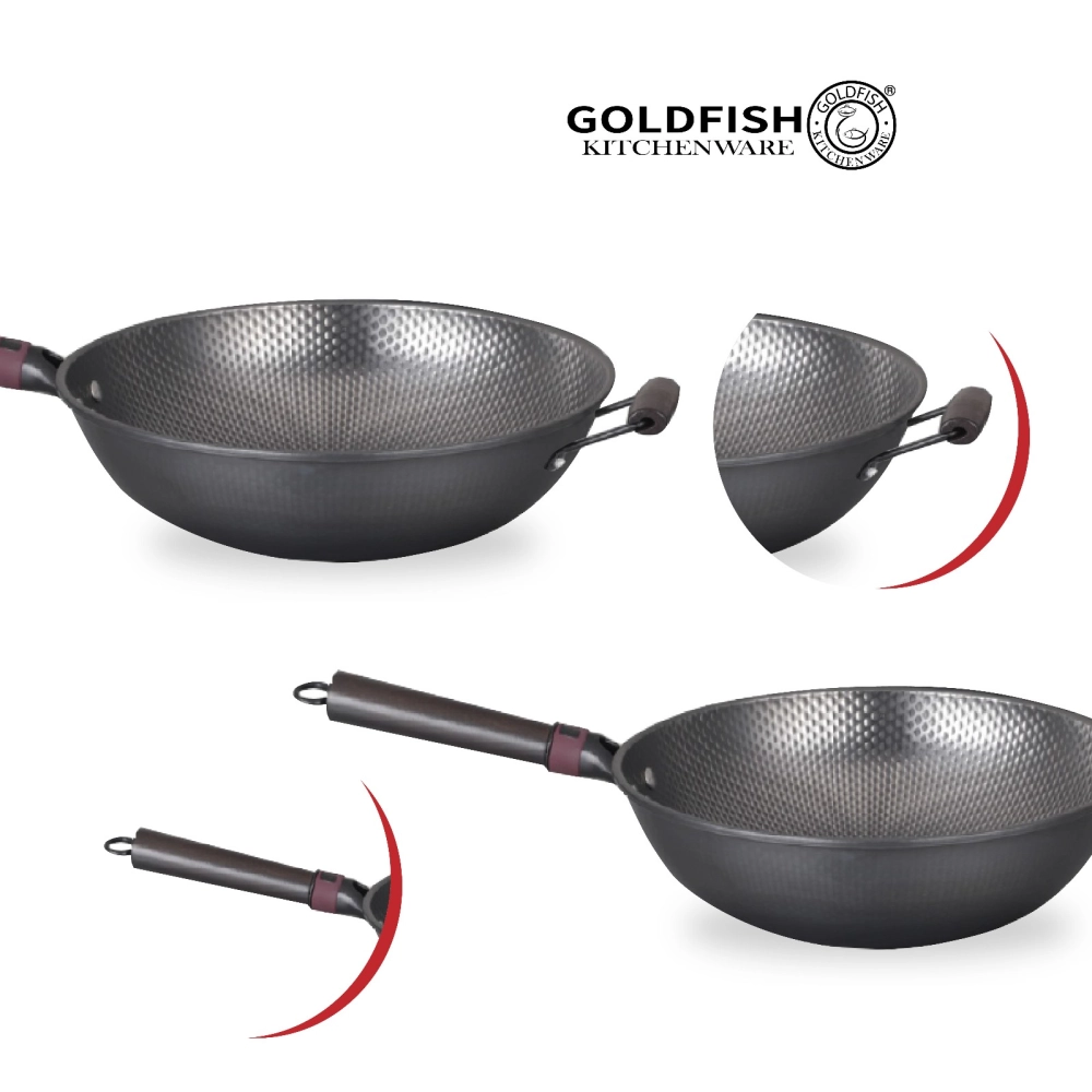 Traditional Handmade Wok With Wooden Handle P324WH / P344WH / P324WH-E 