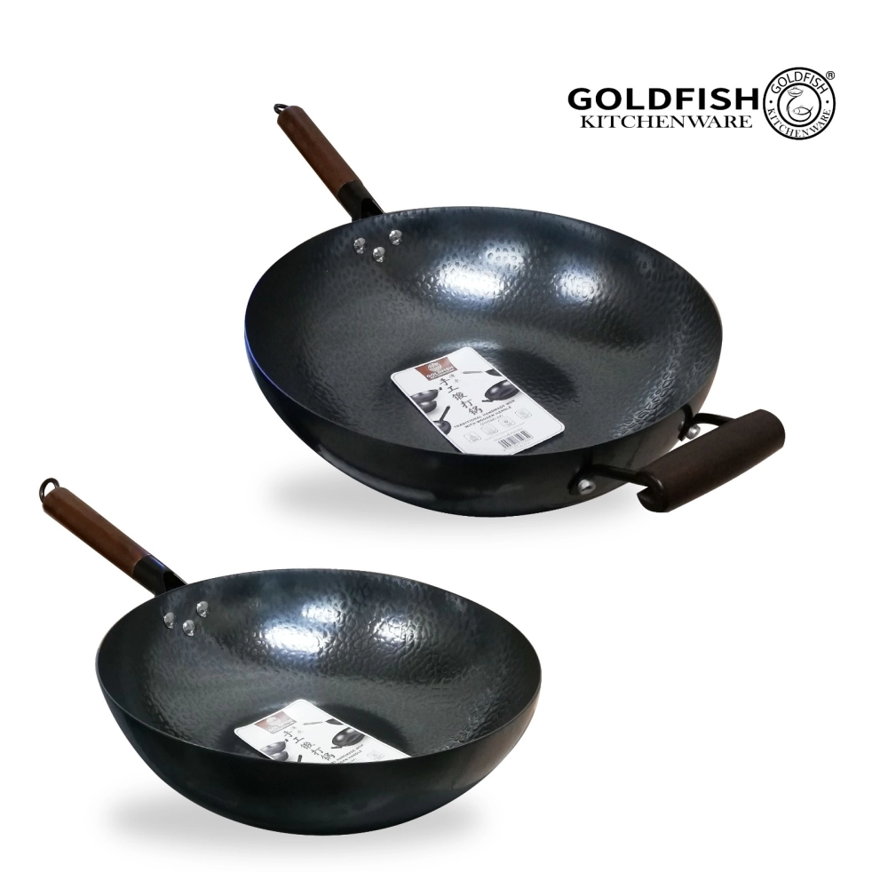 Traditional Handmade Wok With Wooden Handle P323WH / P323WH-E / P343WH 