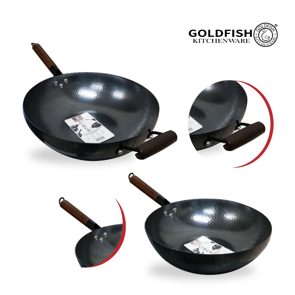 Traditional Handmade Wok With Wooden Handle P323WH / P323WH-E / P343WH 