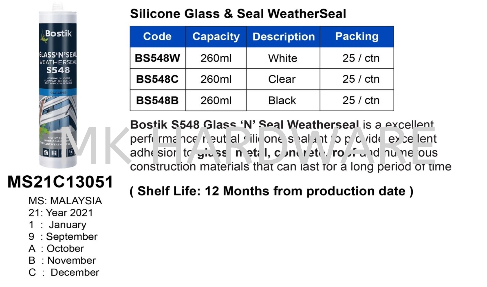 S548 GLASS 'N' SEAL WEATHERSEAL