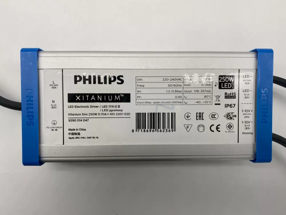 PHILIPS XITANIUM DIMMABLE LED DRIVER/BALLAST 250W 0.70A 1-10V 230V I220 9290014047