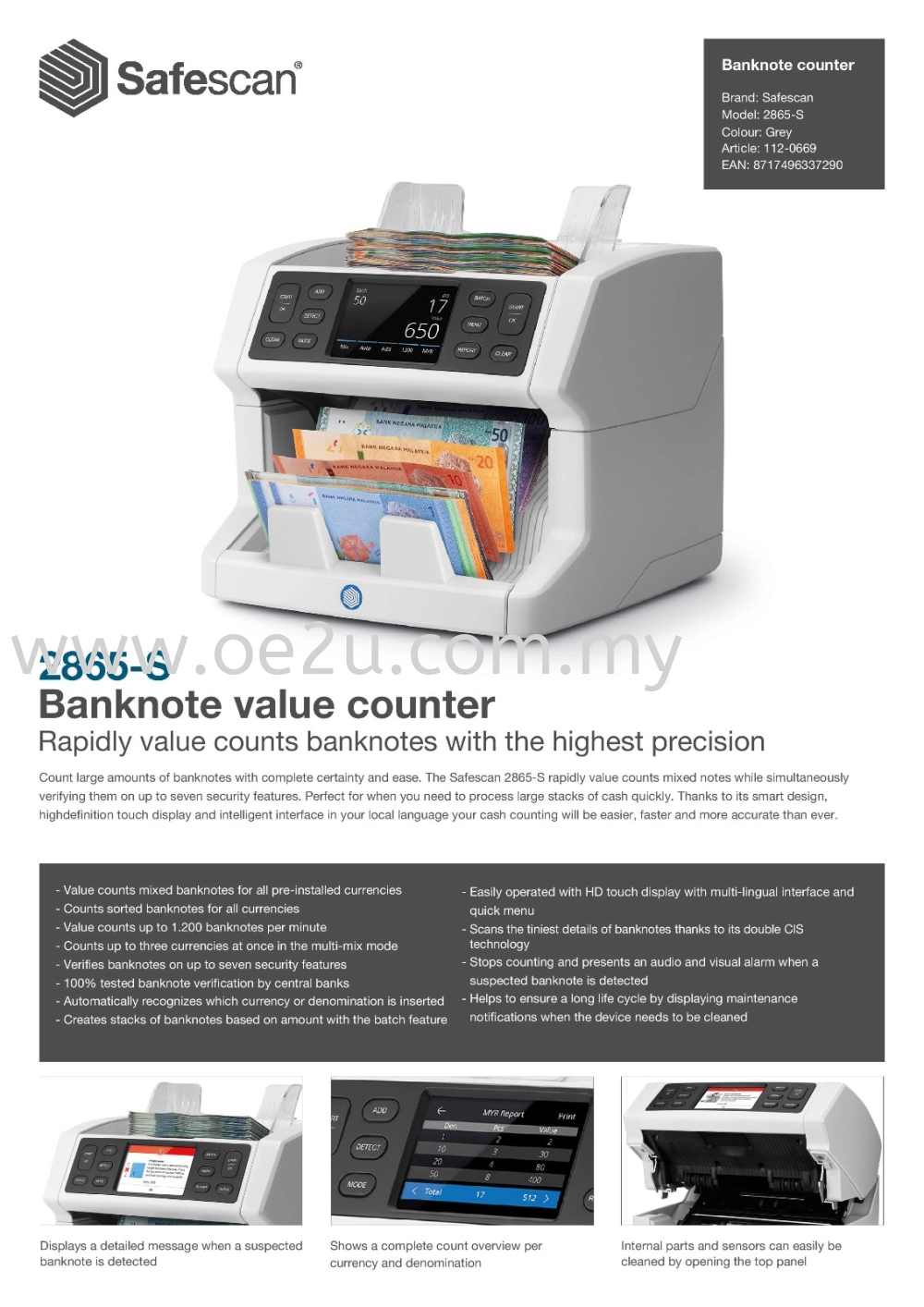 SAFESCAN 2865-S Banknote Value Counter