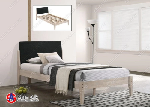 SB3366(KD) Whitewash & Black Nordic Solid Wooden Super Single Bed Frame