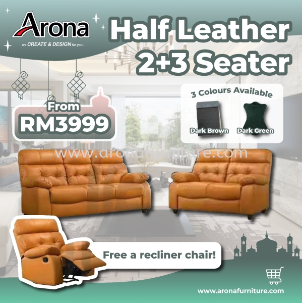 Half leather sofa R+2+3 COW HIDE LEATHER SOFA BUY NOW Johor Bahru (JB), Malaysia, Skudai Supplier, Suppliers, Supply, Supplies | Arona Furniture Sdn. Bhd.