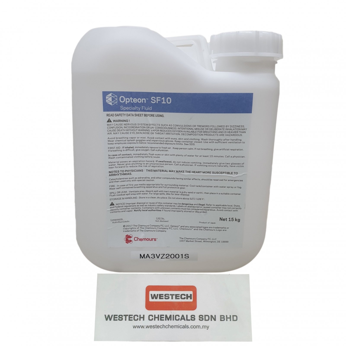 Opteon SF10  Vertrel Specialty Fluid  Chemours Malaysia, Selangor, Kuala Lumpur (KL), Shah Alam Supplier, Suppliers, Supply, Supplies | WESTECH CHEMICALS SDN BHD