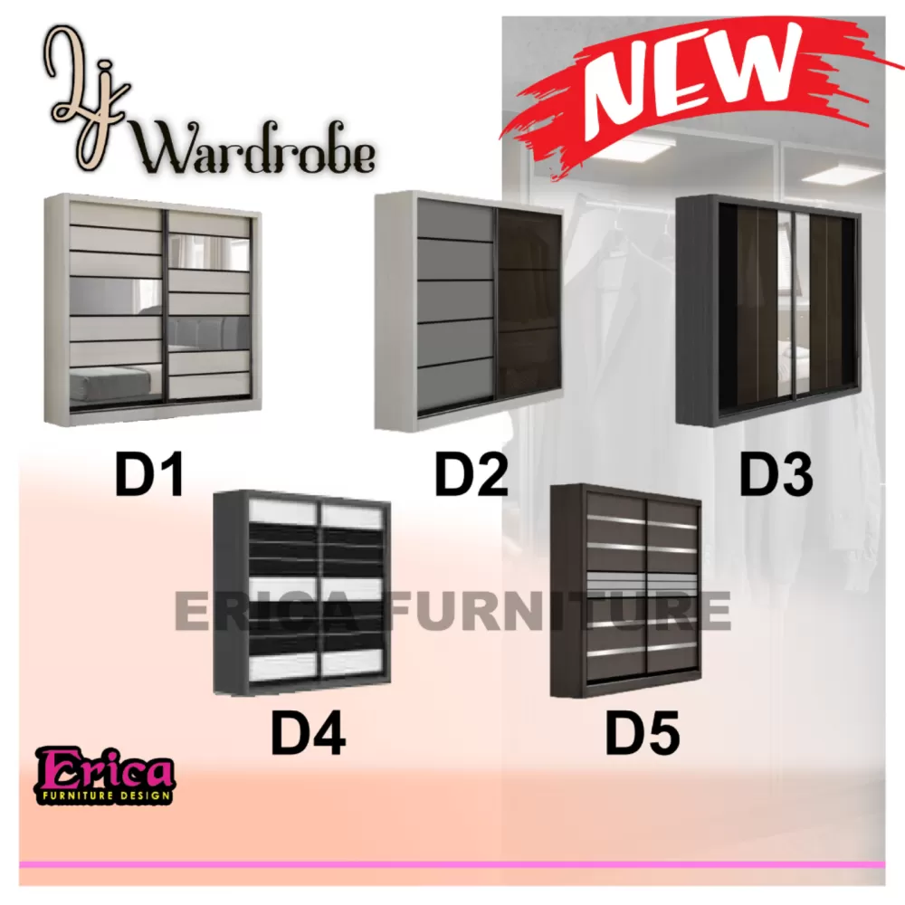 LJ Wardrobe with Anti Jump Sliding Door/ 6FTx8FT/ 8FTx8FT (FULL INSTALLATION)