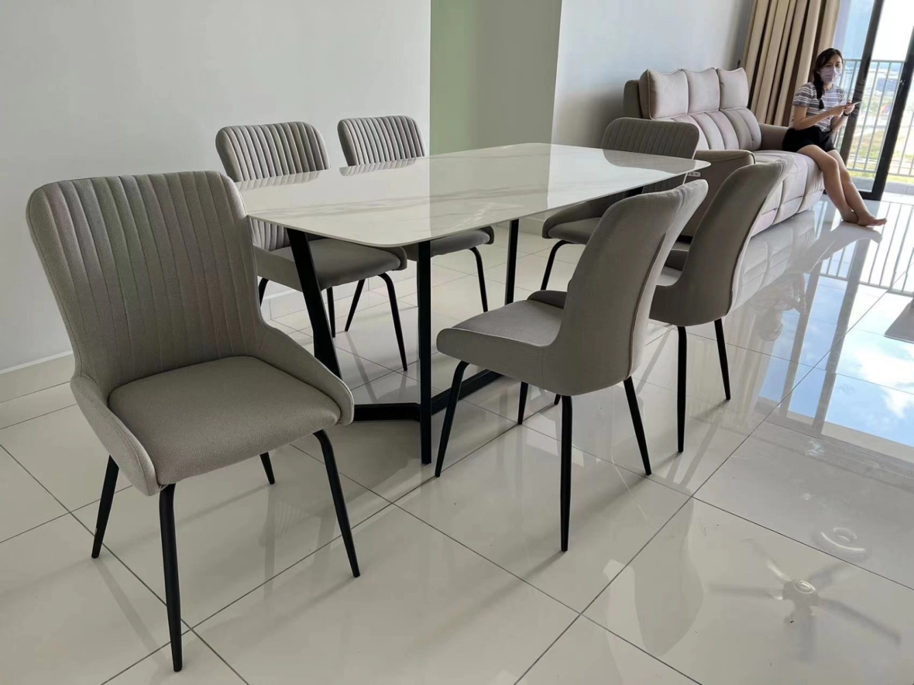 sintered stone 6 seaters dinning table penang furniture shop nearby