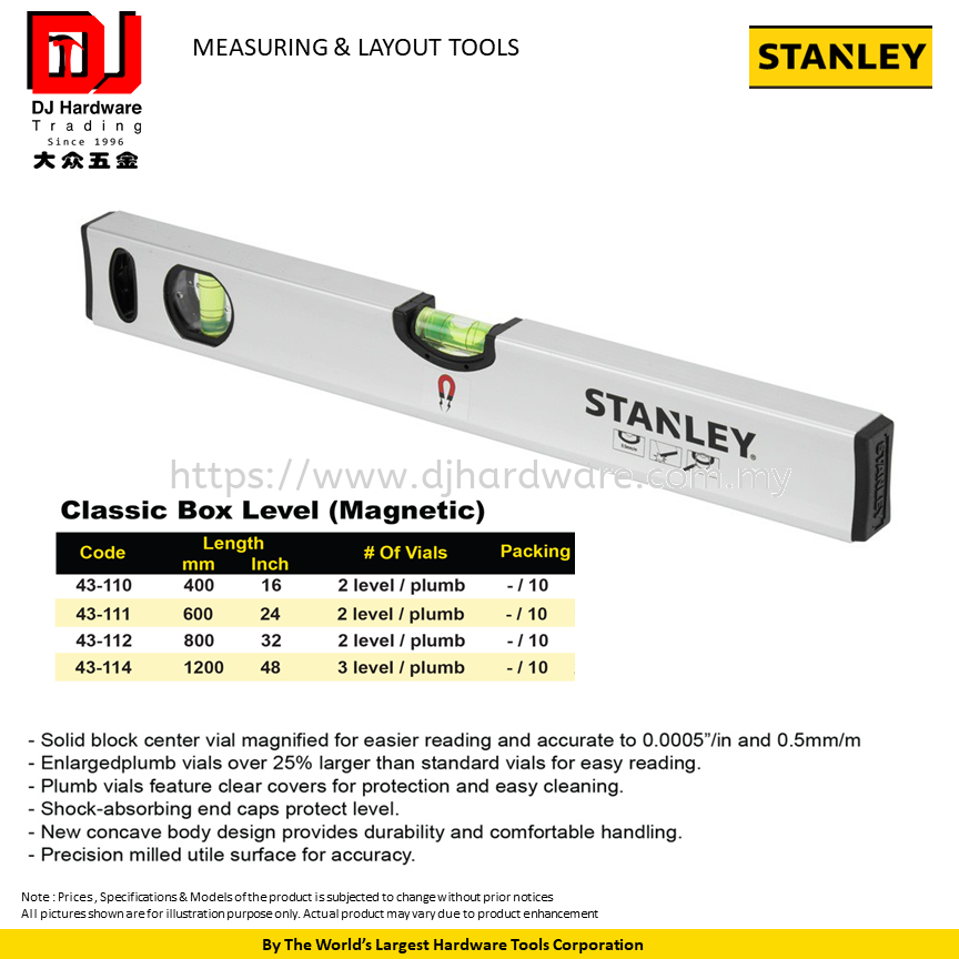Stanley Classic niveau magnétique 40cm