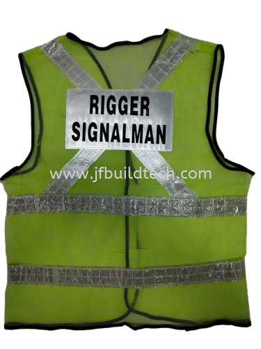 SAFETY VEST YELLOW NETTING RIGGER SIGNALMAN WORDING