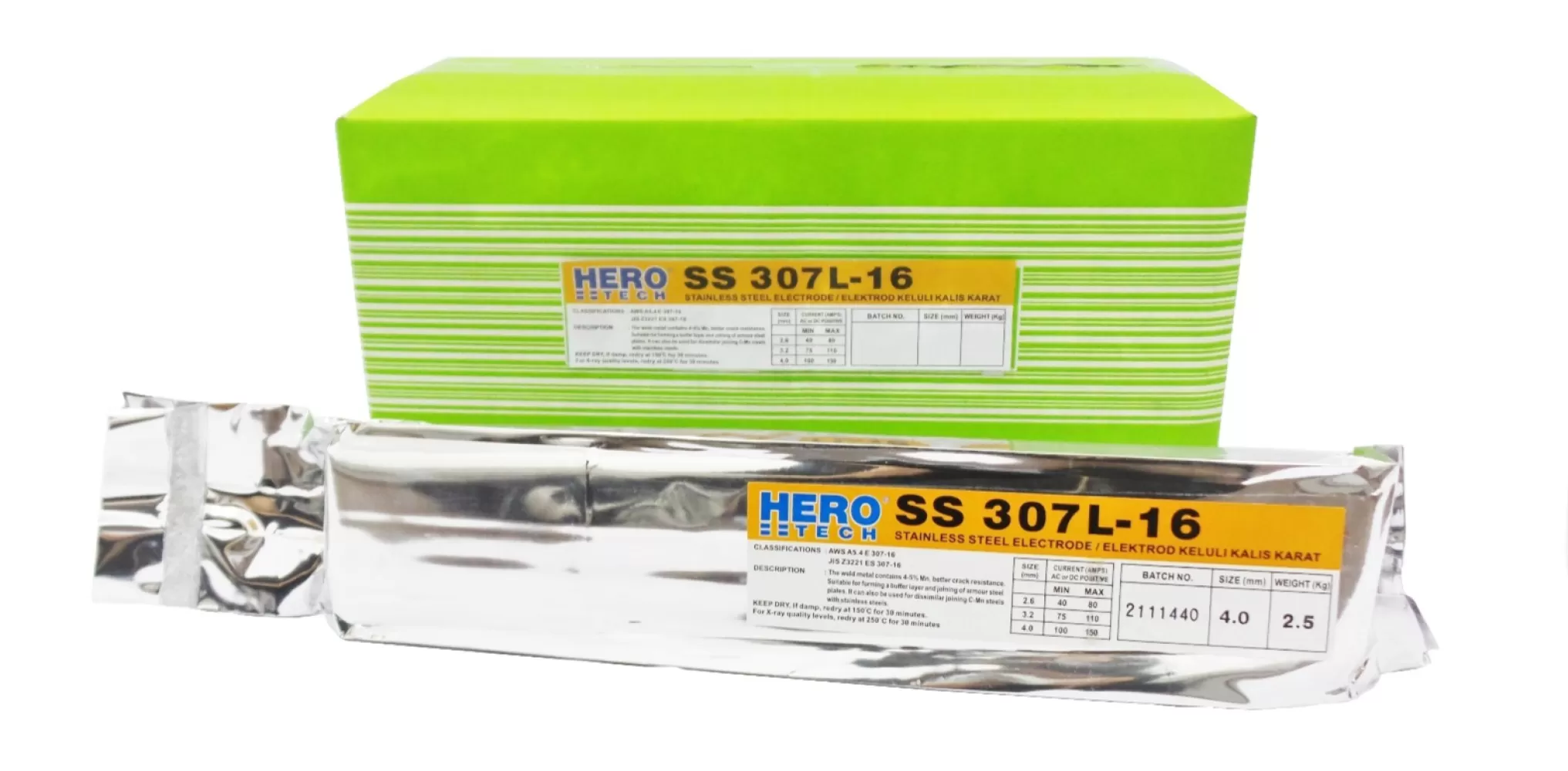 HERO TECH STAINLESS STEEL WELDING ELECTRODE TITANIA TYPE E307L-16