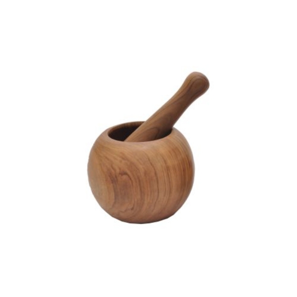 Grinding_Teak Wood Mortar Round Size L
