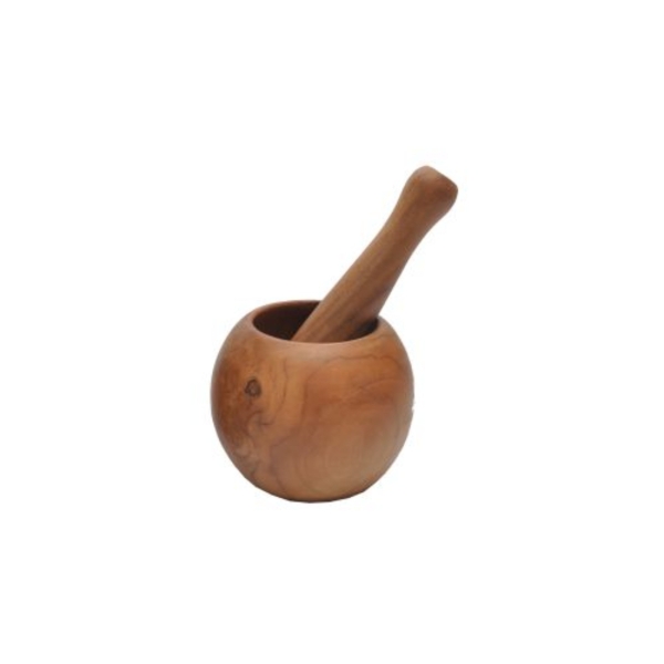 Grinding_Teak Wood Mortar Round Size S