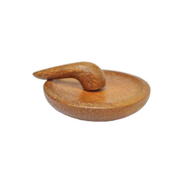 Grinding_Coconut Wood Mortar Round Flat Size S