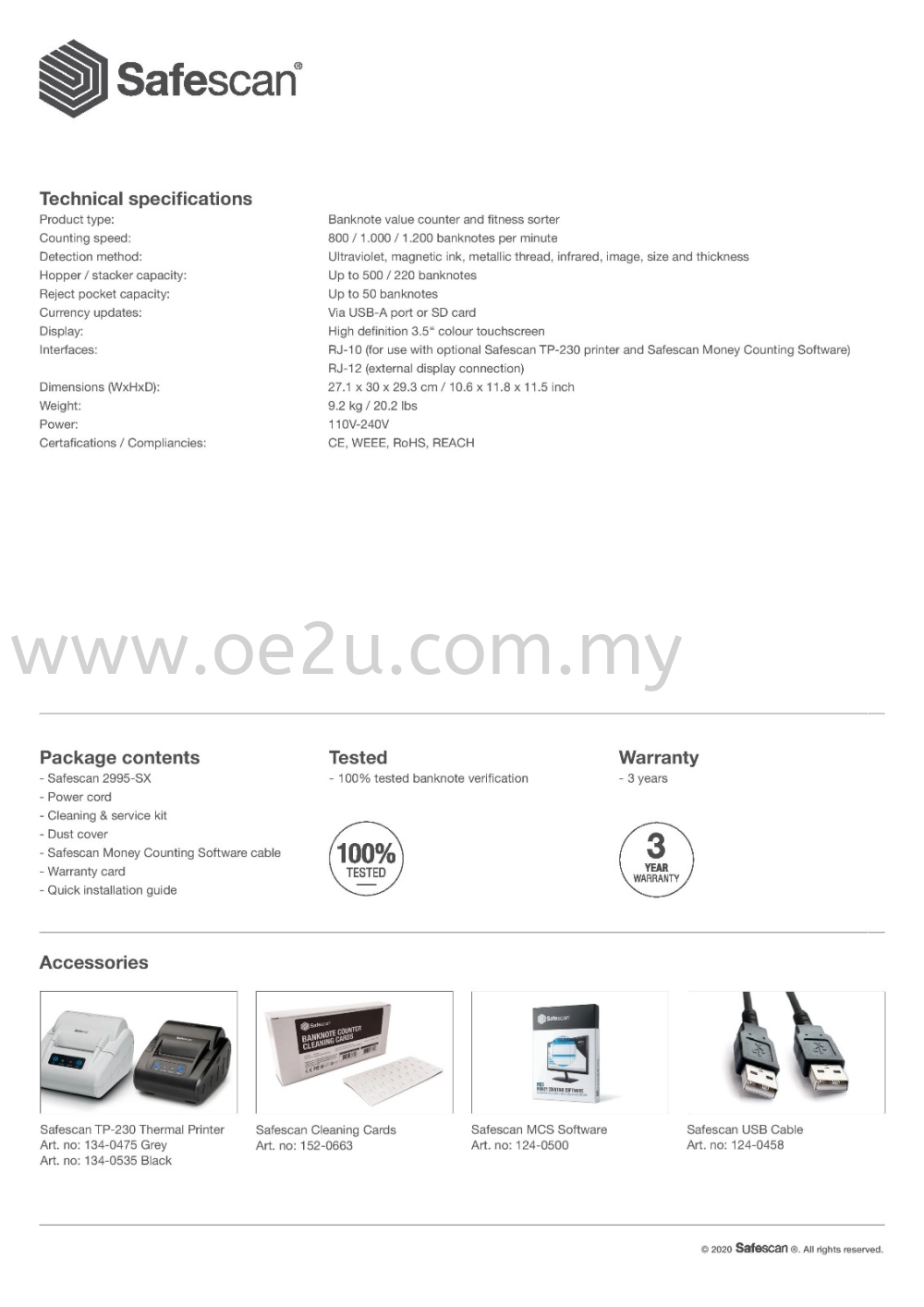 SAFESCAN 2995-SX Banknote Value Counter & Fitness Sorter