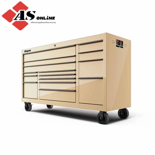 SNAP-ON 73" 15-Drawer Triple-Bank Classic Series Three Extra Wide Drawer Roll Cab with Power Drawer and SpeeDrawer (Combat Tan w/ Black Trim) / Model: KCP1423PZS