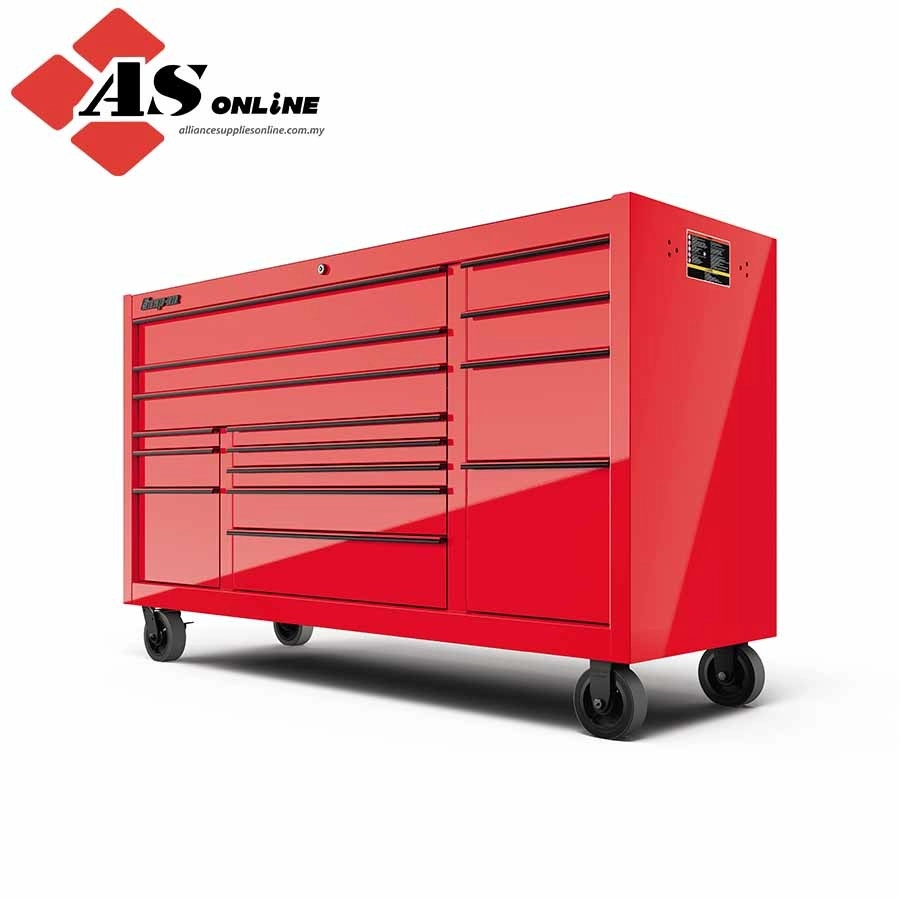 SNAP-ON 73" 15-Drawer Triple-Bank Classic Series Three Extra Wide Drawer Roll Cab with Power Drawer and SpeeDrawer (Red with Blackout Trim) / Model: KCP1423BN