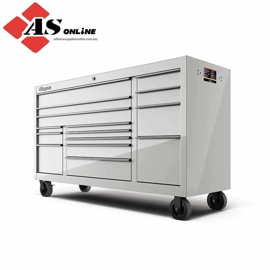 SNAP-ON 73" 15-Drawer Triple-Bank Classic Series Three Extra Wide Drawer Roll Cab with Power Drawer and SpeeDrawer (White) / Model: KCP1423PU