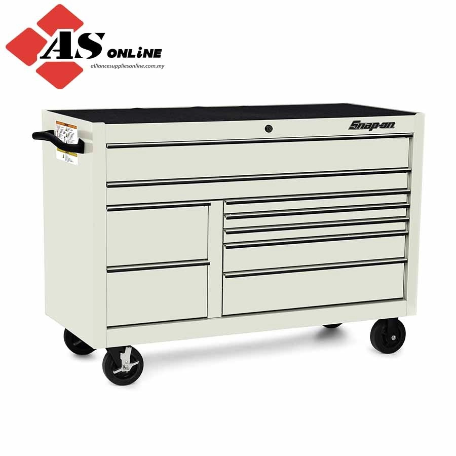 SNAP-ON 55" Nine-Drawer Double-Bank Classic Series Roll Cab with Power Drawer (White with Black Trim and Blackout Details) / Model: KCP2422BDC