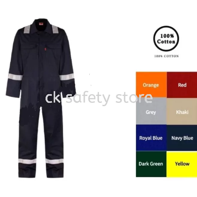 PPE COTTON COVERALL Safety Workwear with Velcro Zip Reflector