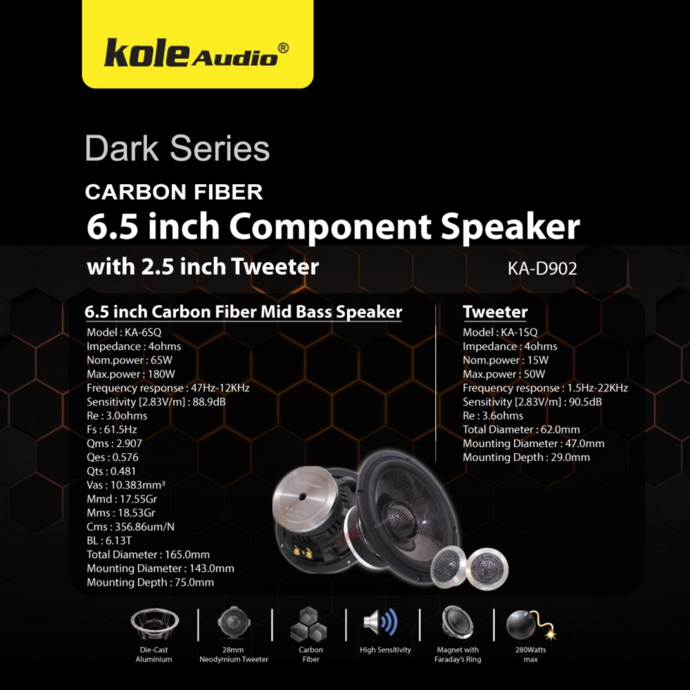 Kole Audio Dark Series Carbon Fiber High End Component Audio System - KA-D902