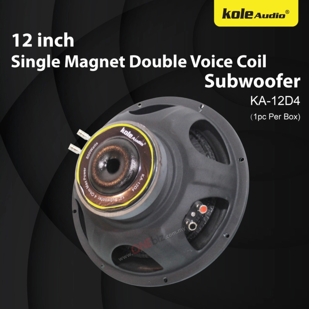 Kole Audio 12 inch Single Magnet Double Voice Coil Subwoofer - KA-12D4