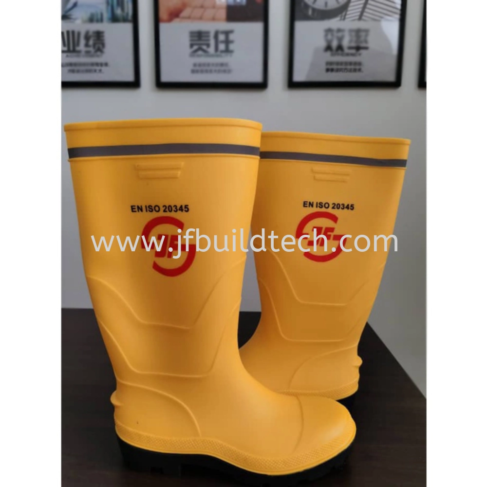 JF YELLOW SAFETY RAIN BOOTS WITH STEEL TOE & MID SOLE WELLINGTON SAFETY BOOTS-GOOD QUALITY