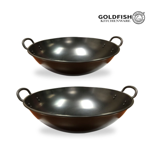 (Crimping Edge Design)Traditional Deep Wok With Double Handle 40