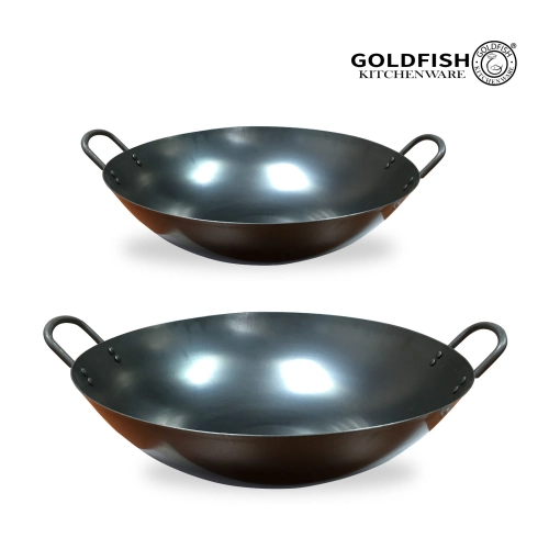 (Straight edge design) Deep Wok With Double Handle